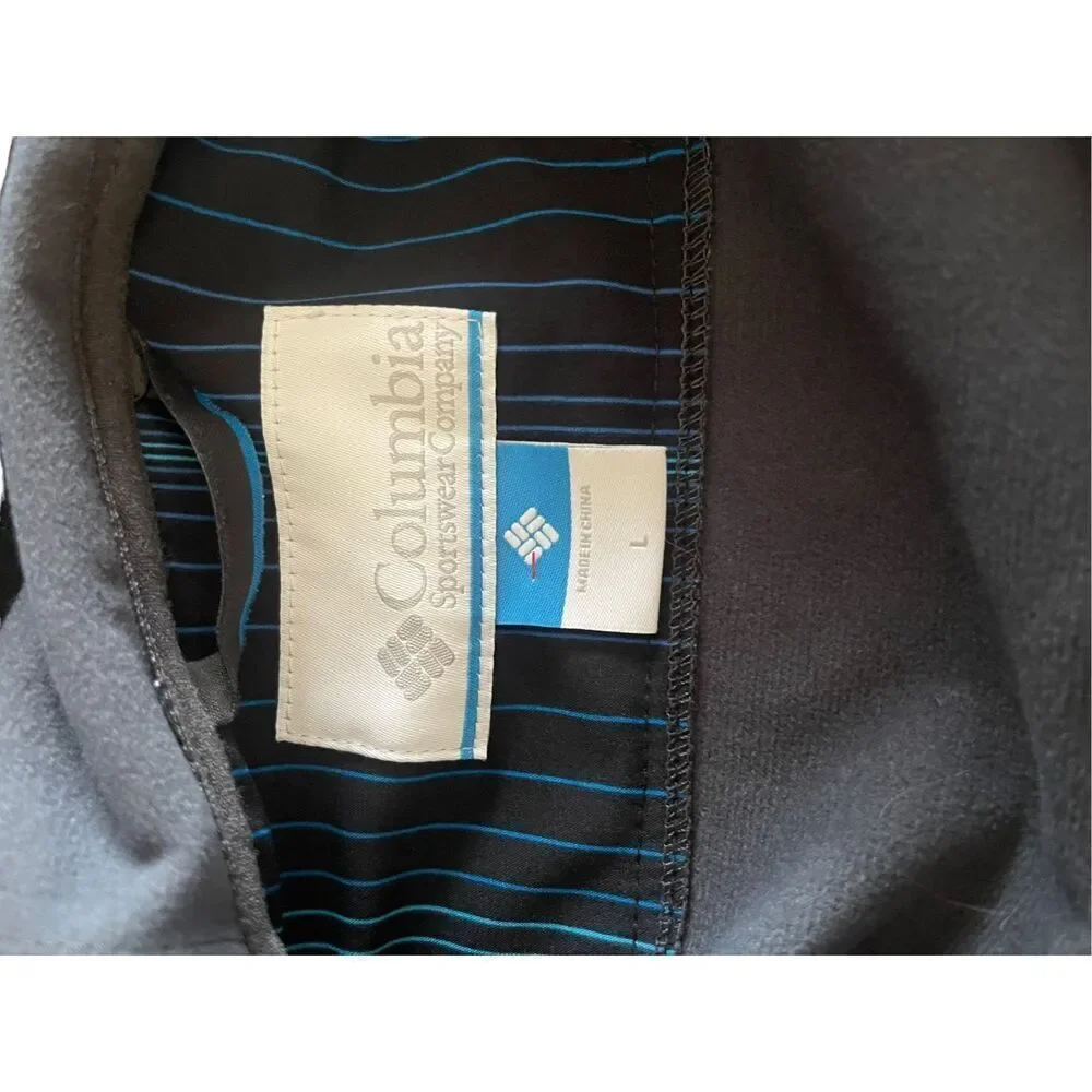 Columbia Mens Black & Blue Pinstriped Full Zip Hooded Jacket Size Large snowboar